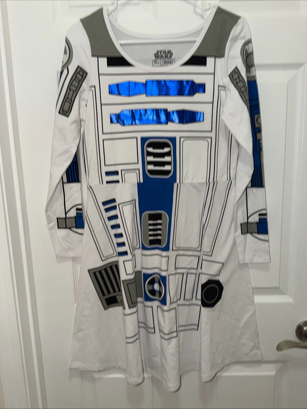 Star Wars R2-D2 Costume Dress - White, Blue & Gray Flare Dress M - Picture 2 of 5